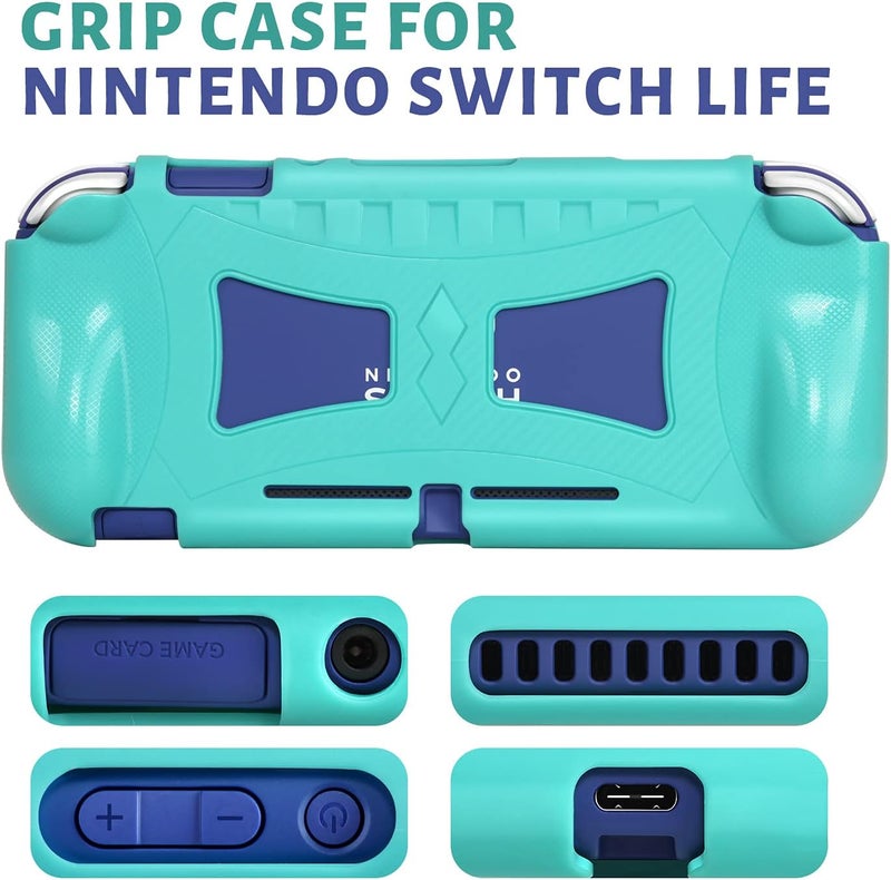 كوباك حقيبة حمل لجهاز Nintendo Switch Lite - مع واقي شاشة واحد، وحافظة قبضة واحدة، وأربعة أغطية قبضة للإبهام، حقيبة سفر فائقة النحافة من مادة EVA البريميوم، و8 خراطيش ألعاب، باللون الأخضر - Image 4