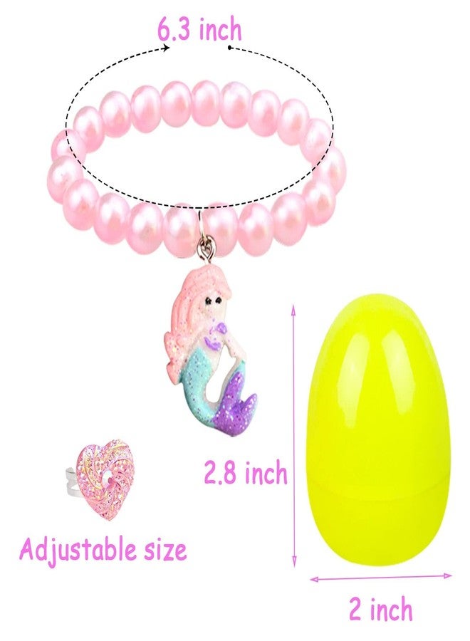 VLUSSO Easter Basket Stuffers Easter Eggs Fillers Filled 6 Pack Eggs with Colorful Bracelet Inside, Pre Plastic Eggs Stuffers Toys for Girls Kids Gifts - Image 3