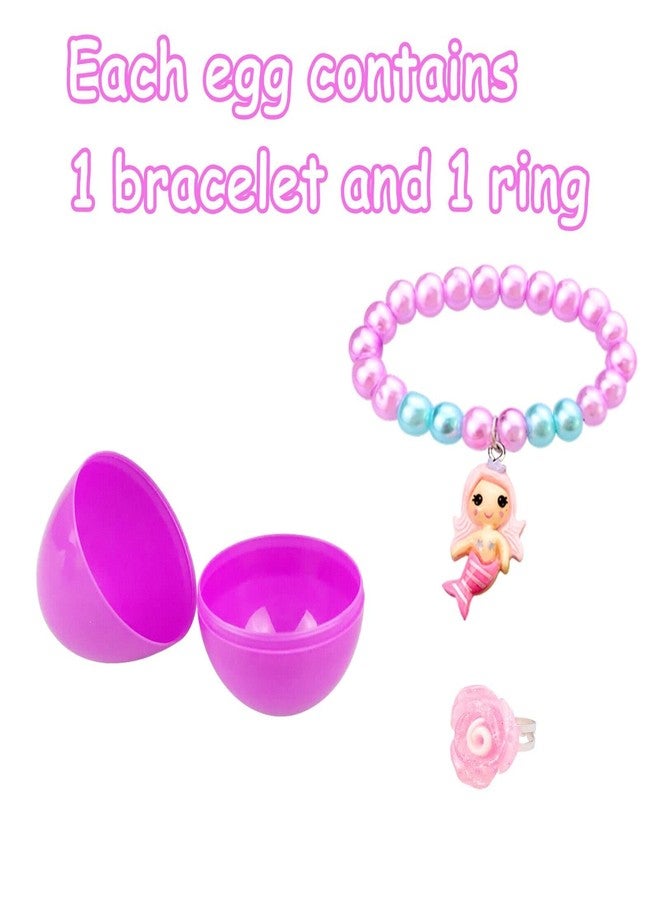 VLUSSO Easter Basket Stuffers Easter Eggs Fillers Filled 6 Pack Eggs with Colorful Bracelet Inside, Pre Plastic Eggs Stuffers Toys for Girls Kids Gifts - Image 2