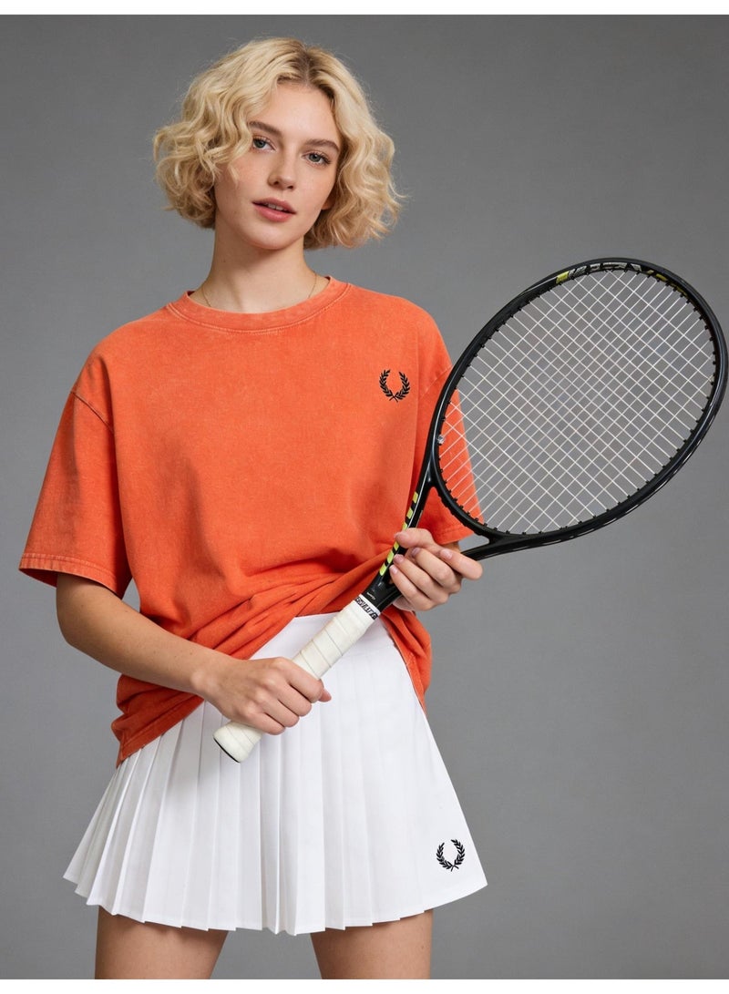 Fred Perry vintage old washed printed loose round neck T-shirt for men and women with the same basic Joker casual shirt. - Image 5