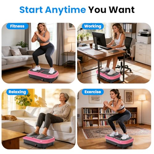 AXV Vibration Plate Fitness Platform Exercise Machine Vibrating Shaking Full Body Shaker Workout Vibrate Stand Shake Board Sport Gym for Weight Loss Fat Burner for Women Men - Image 5