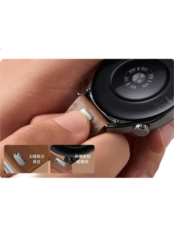 WP Genuine Leather Watch Band For Huawei Gt5 Pro/Gt4/Watch4/3 Pro/New Quick Release Sports Watch Band Universal 46/48Mm Dial Strap - Gravel Brown - Image 1