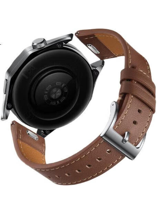 WP Genuine Leather Watch Band For Huawei Gt5 Pro/Gt4/Watch4/3 Pro/New Quick Release Sports Watch Band Universal 46/48Mm Dial Strap - Gravel Brown - Image 3