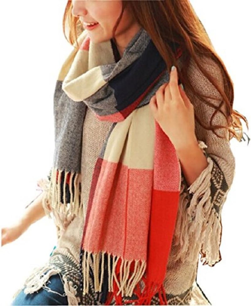 Women's Fashion Long Shawl Big Grid Winter Warm Lattice Large Scarf