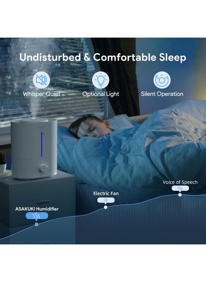 ASAKUKI ASAKUKI Humidifiers for Bedroom Large Room, 4L Top Fill Cool Mist Humidifiers for Home, Baby Nursery & Plants, Quiet Room Humidifier with Diffuser, Night Light, Auto Shut Off, Easy Clean, 40H Runtime  - Image 3
