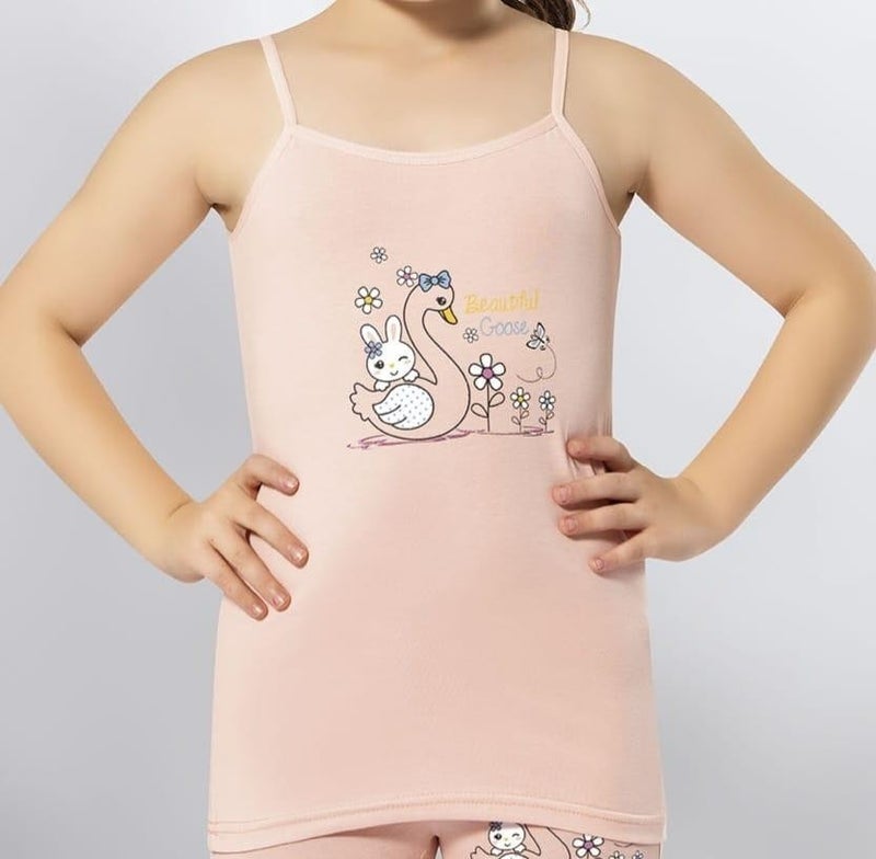 KOTA 3408 Girl's Colorful Printed Rope Strap Undershirt 12 Pieces  - Image 3