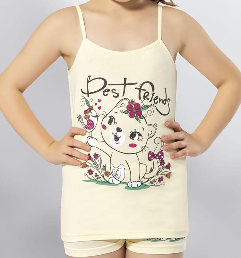 KOTA 3408 Girl's Colorful Printed Rope Strap Undershirt 12 Pieces  - Image 4