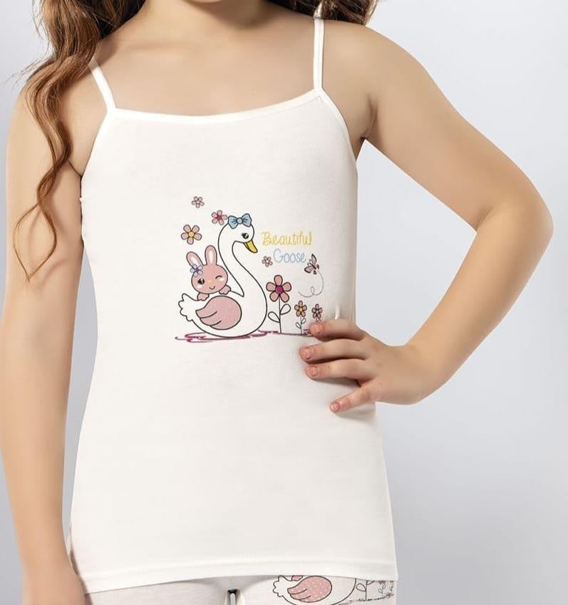 KOTA 3408 Girl's Colorful Printed Rope Strap Undershirt 12 Pieces  - Image 2