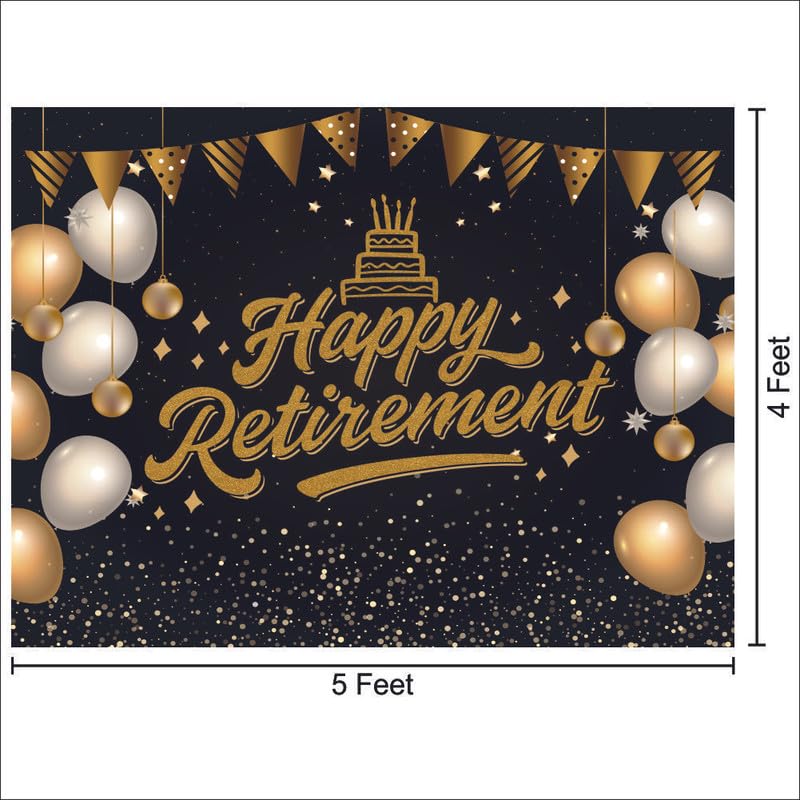 Party Baazaar Happy Retirement Backdrop Banner Retirement Party Decoration Party Cloth for Theme Party (Pack of 1, Multicolor, Size: 5X4 Feet) - Image 3