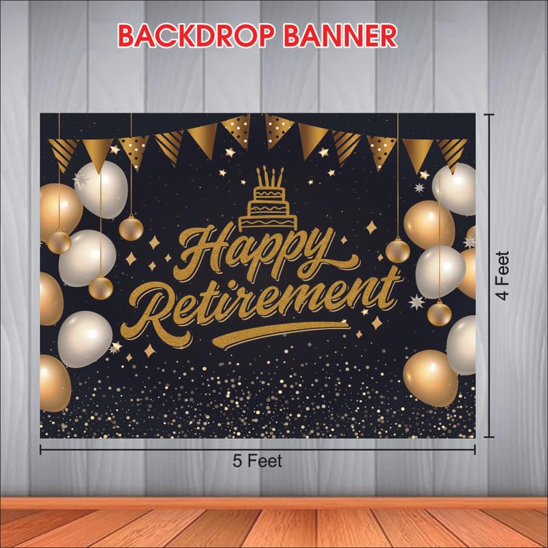 Party Baazaar Happy Retirement Backdrop Banner Retirement Party Decoration Party Cloth for Theme Party (Pack of 1, Multicolor, Size: 5X4 Feet) - Image 4