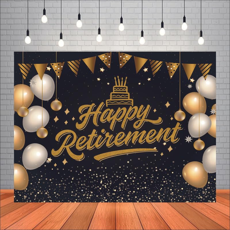 Party Baazaar Happy Retirement Backdrop Banner Retirement Party Decoration Party Cloth for Theme Party (Pack of 1, Multicolor, Size: 5X4 Feet) - Image 1