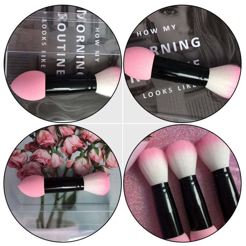 VILLCASE Double-ended Makeup Blush Brush 3pcs Set Non-latex Waterdrop Head Fluffy Foundation Powder Brushes for Women Cosmetic Beauty Face Application - Image 3