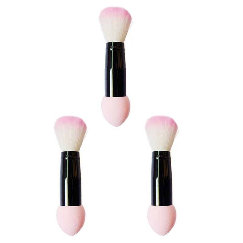VILLCASE Double-ended Makeup Blush Brush 3pcs Set Non-latex Waterdrop Head Fluffy Foundation Powder Brushes for Women Cosmetic Beauty Face Application - Image 1
