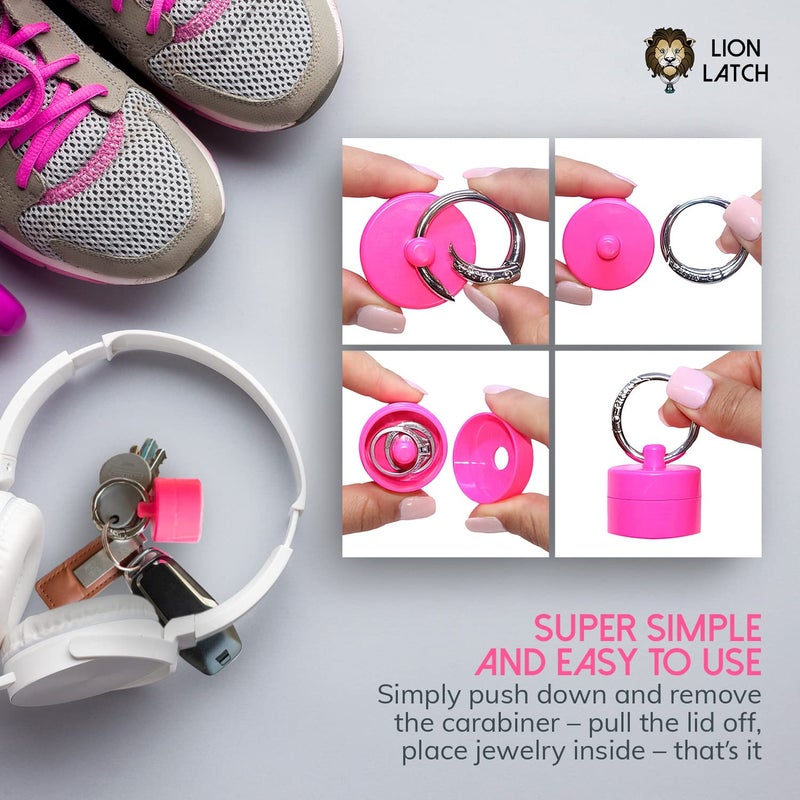 Lion Latch Travel Jewelry Box Case, Ring Holder on Shark Tank - Ring Holder for Women Girls with Keychain, Small Jewelry Organizer Boxes, Portable Ring Keeper Key Chain, Jewelry Storage Case - Image 3