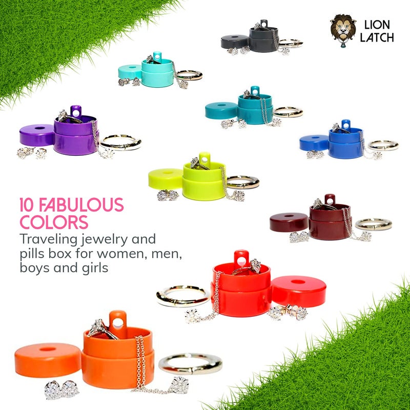 Lion Latch Travel Jewelry Box Case, Ring Holder on Shark Tank - Ring Holder for Women Girls with Keychain, Small Jewelry Organizer Boxes, Portable Ring Keeper Key Chain, Jewelry Storage Case - Image 4
