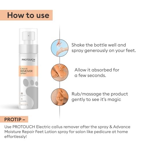 PROTOUCH Callus Remover Spray | Natural Exfoliation with Green Tea Extract and Aloe Vera Extract | Nourishing Coconut Oil & Olive Oil | Instantly Smooth, Soft Feet | 100ml - Image 4