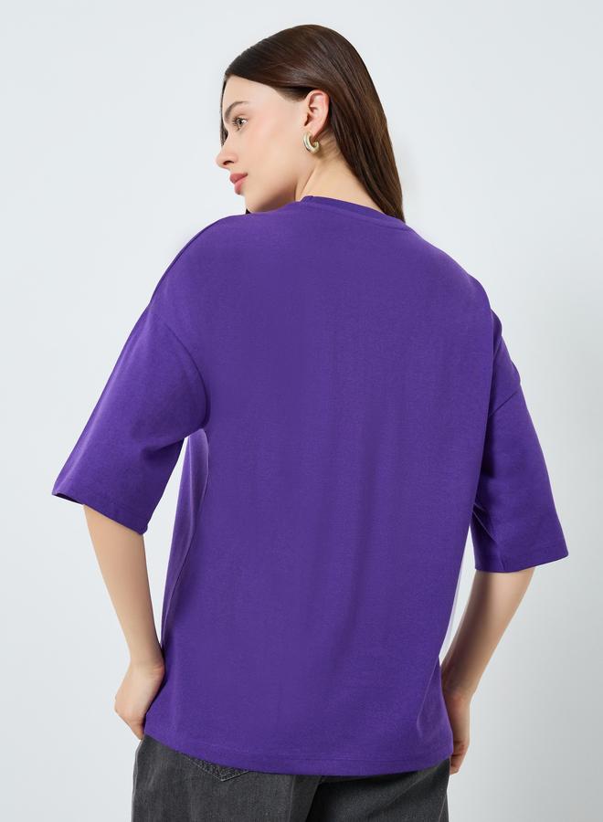 Styli Women Purple Slogan Oversized T-Shirt - Image 5