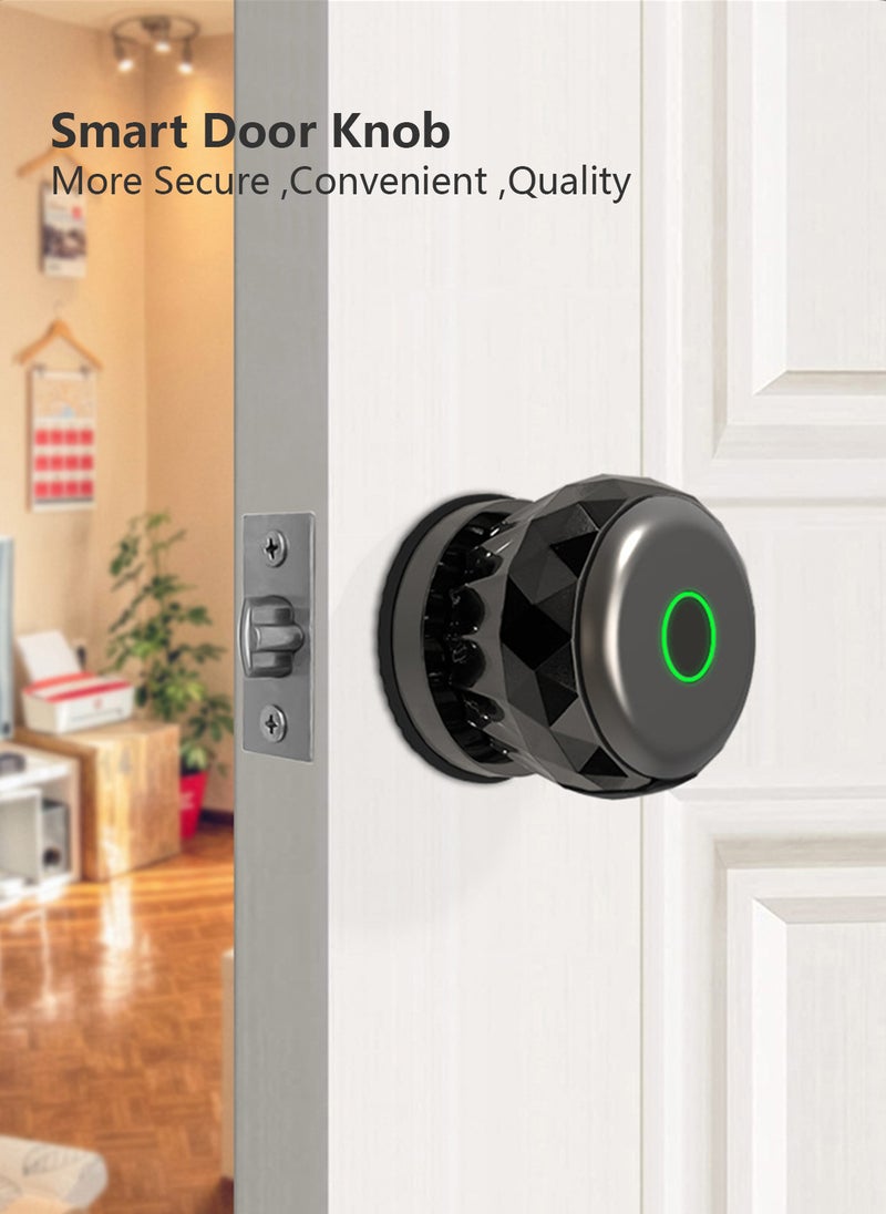 شاربدو قفل كروي للباب الخشبي الداخلي، قفل ذكي ببصمة الإصبع، فتح ببصمة الإصبع/التطبيق/المفتاح، واجهة USB - Image 3