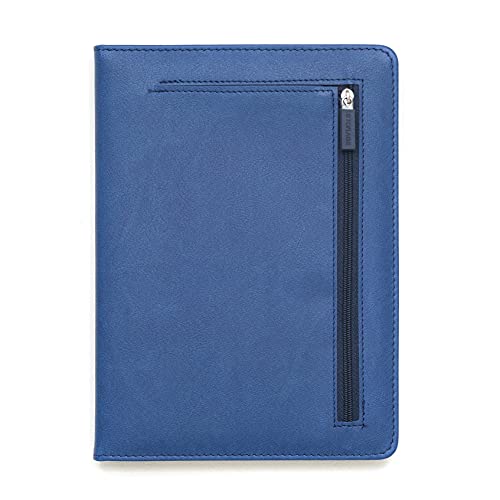 REGAL Vibrant A-5 Faux Leather Hardbound Notebook Diary with Stylish Expandable Pocket, 272 pages, 80 gsm (Classic Blue) - Image 1