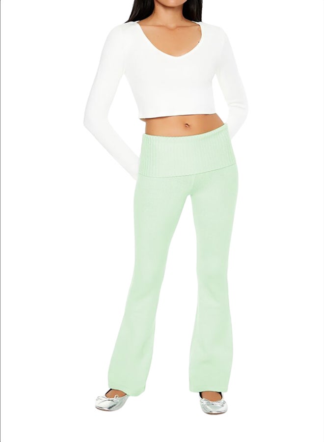 FOREVER 21 Sweater-Knit High-Rise Flare Pants - Image 1