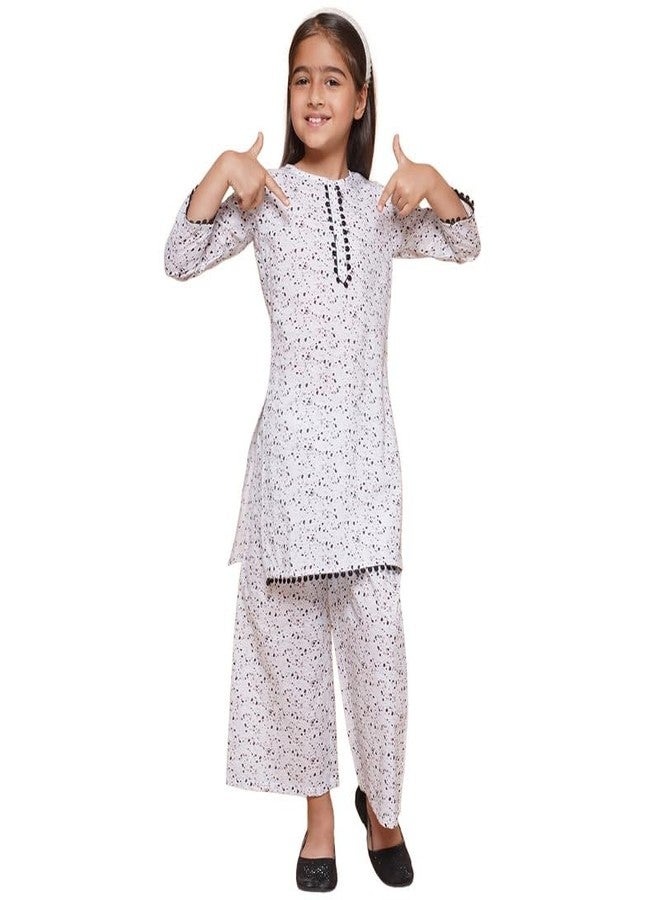 Ahalyaa Polyester Girls Kurta Sets (91K-COM-KDKUPZ-5-6Y_Off White - Image 1