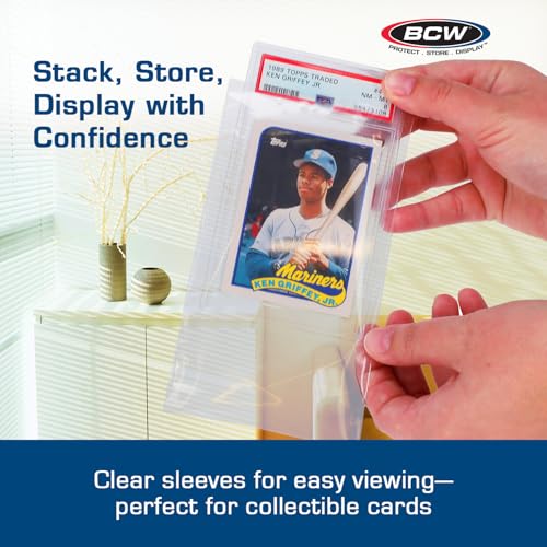 BCW Resealable Graded Card Sleeves - 100 Pack | Clear Polypropylene Protection for PSA, Beckett & More | Acid-Free, Archival Quality | Fits Trading, Sports and Collectible Cards - Image 5