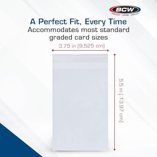 BCW Resealable Graded Card Sleeves - 100 Pack | Clear Polypropylene Protection for PSA, Beckett & More | Acid-Free, Archival Quality | Fits Trading, Sports and Collectible Cards - Image 3