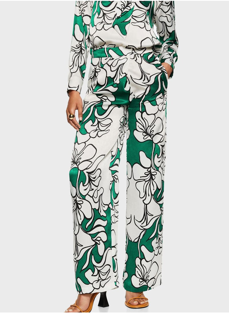 MANGO - Printed Wide Leg Pants - Image 1
