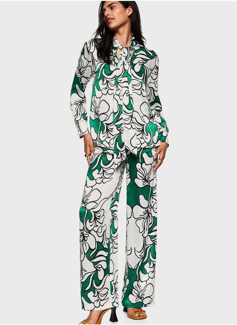 MANGO - Printed Wide Leg Pants - Image 1