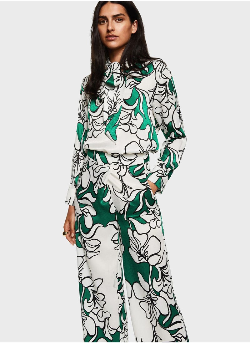MANGO - Printed Wide Leg Pants - Image 1