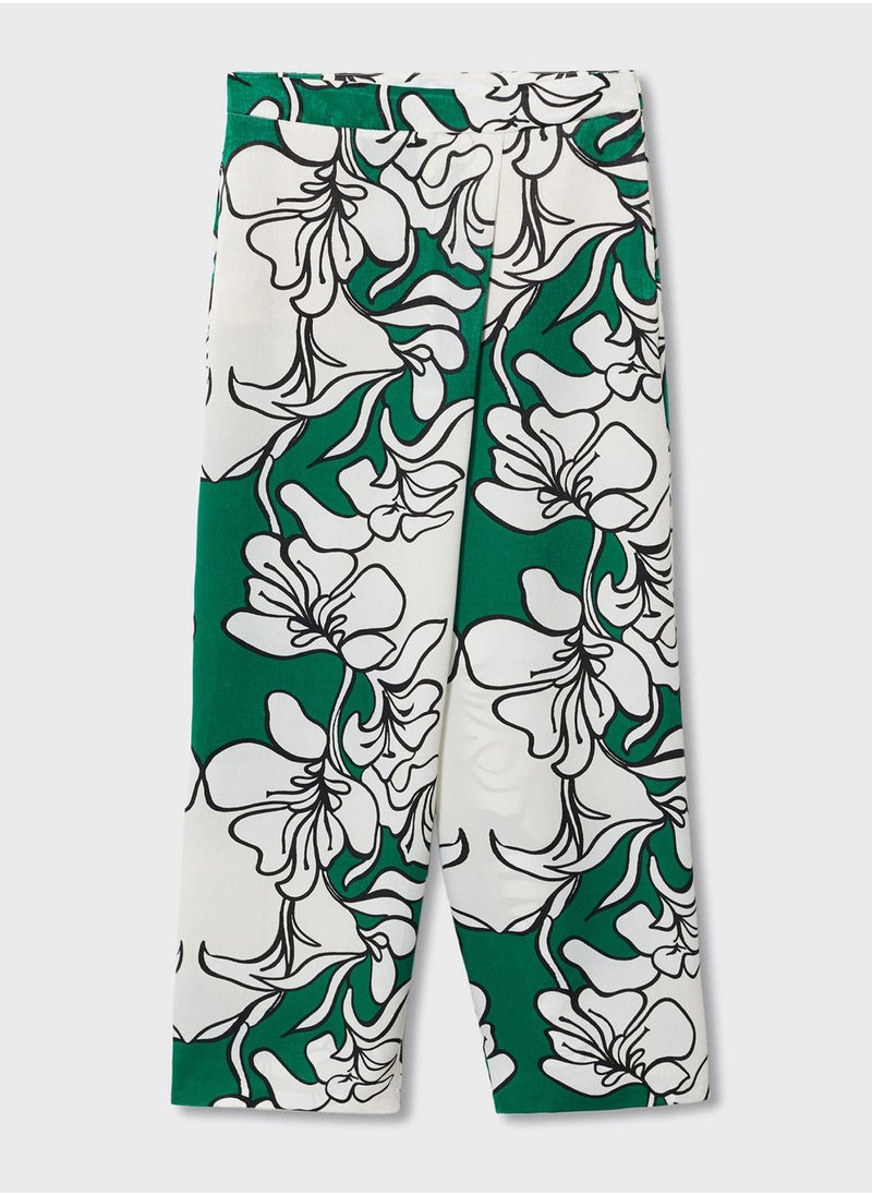 MANGO - Printed Wide Leg Pants - Image 1