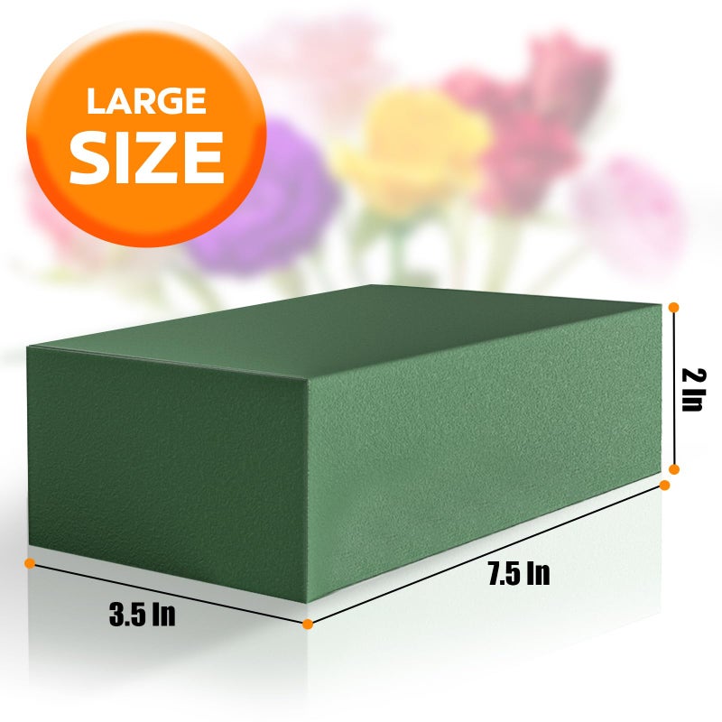 AYNAUHX New 6 Pack Large Floral Flower Foam Blocks, Green Plant Foam for Flower Arrangements, Wet & Dry Florist Foam Styrofoam for Fresh and Artificial Flowers (7.5"L X 3.5"W X 2"H) - Image 2