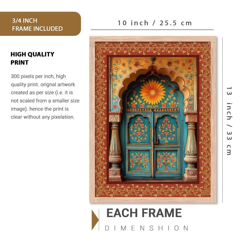 Kotart Traditional Indian Wall Art Paintings for Living Room Framed Wall Painting for Home Room Bedroom Office Wall Dcor Paintings For Home Decoration Wall Poster With frames Painting for Wall Decoration Art 2 10x13 inch Framed - Image 2
