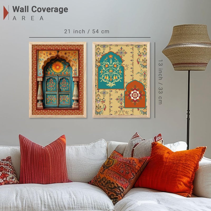 Kotart Traditional Indian Wall Art Paintings for Living Room Framed Wall Painting for Home Room Bedroom Office Wall Dcor Paintings For Home Decoration Wall Poster With frames Painting for Wall Decoration Art 2 10x13 inch Framed - Image 3