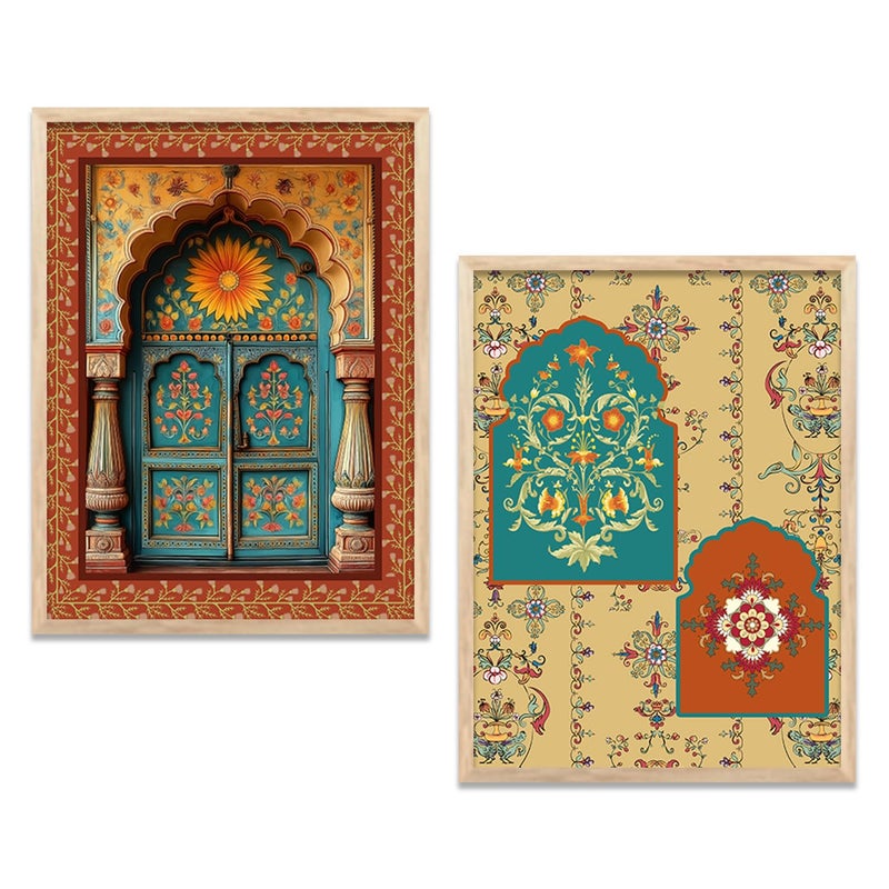 Kotart Traditional Indian Wall Art Paintings for Living Room Framed Wall Painting for Home Room Bedroom Office Wall Dcor Paintings For Home Decoration Wall Poster With frames Painting for Wall Decoration Art 2 10x13 inch Framed - Image 1