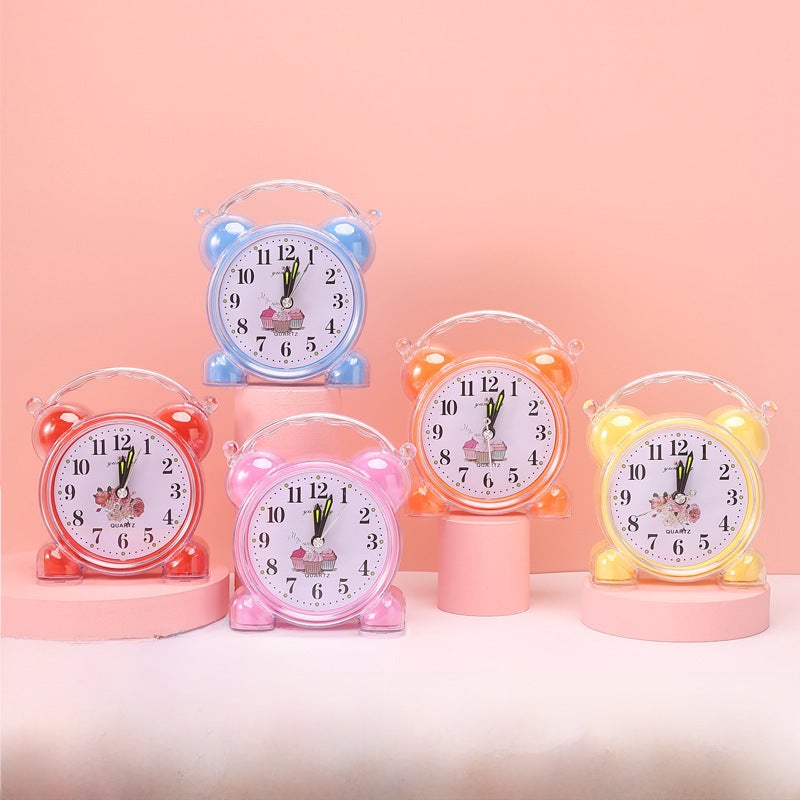 Elementary School Student Alarm Clock Kidsren's Cartoon Clock Bedside Simple Popular Small Alarm Clock Desk Clock Jumping Seconds Not Mute(Blue) - Image 5
