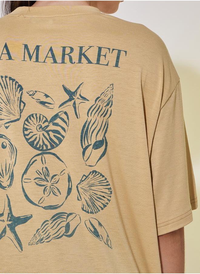 Take Two Shell Graphic Print Oversized T-Shirt with Dropped Shoulder  - Image 4