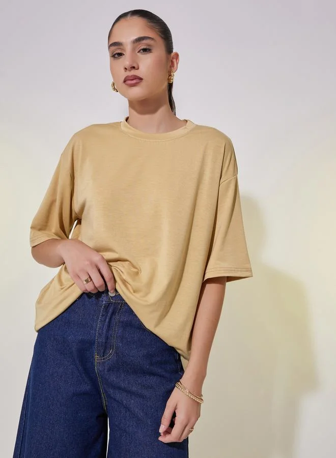 Take Two Shell Graphic Print Oversized T-Shirt with Dropped Shoulder