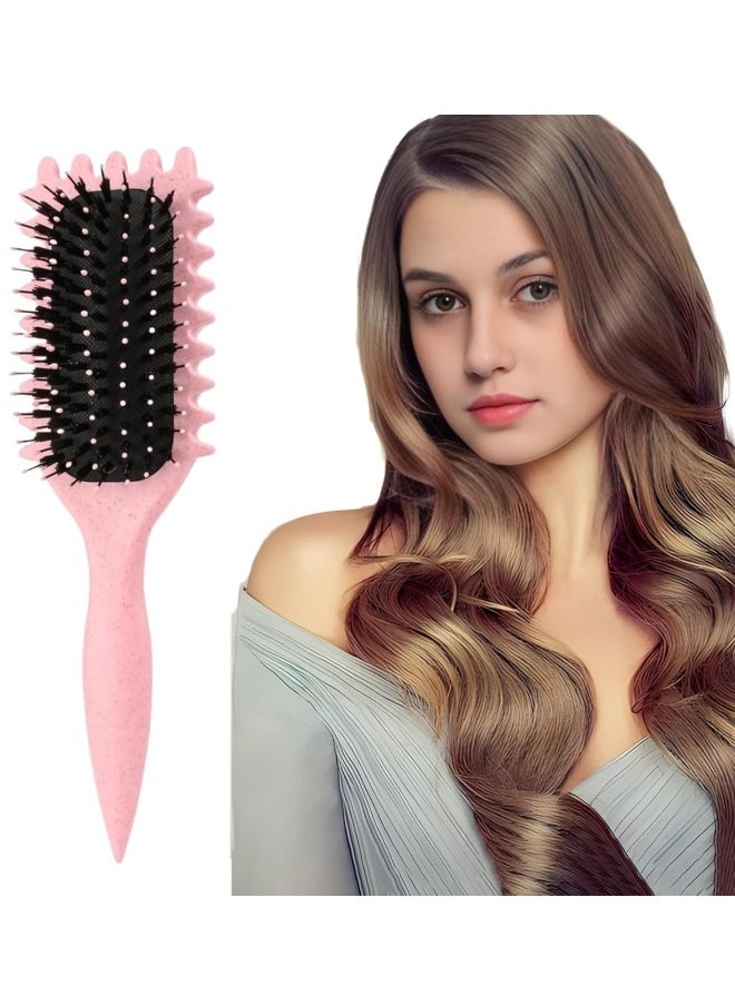 BUPY - 2024 New Curly Hair Brush, Bounce Curl Define Styling Brush, Wet Dry Detangler Hair Brush,The Essential Tool For Shaping And Styling Your Curls, Achieve Perfectly Defined Curls (Pink) - Image 1