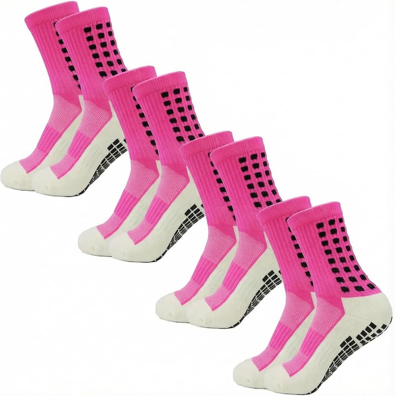 Yufree Men's Soccer Socks Anti Slip Non Slip Grip Pads for Football Basketball Sports Grip Socks, 4 Pair - Image 1