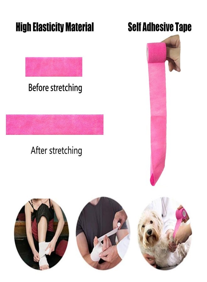 Erewa 6 Pack 2 Inches Self Adhesive Wrap Bandage Self Adherent Cohesive Bandage Tape Stretch Vet Wrap Breathable Athletic Tape for Sports, Wrist, Ankle（Pink） - Image 5