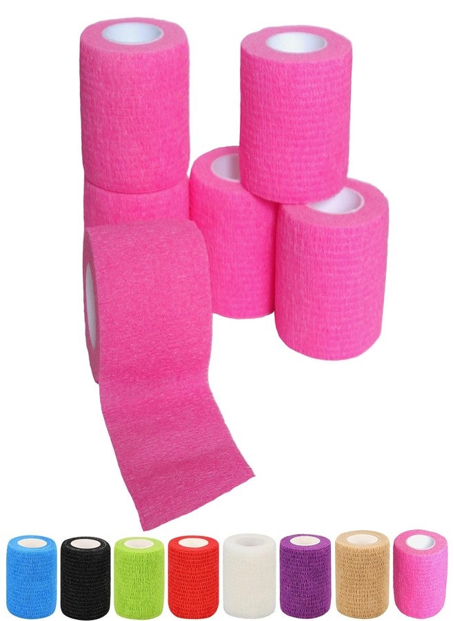 Erewa 6 Pack 2 Inches Self Adhesive Wrap Bandage Self Adherent Cohesive Bandage Tape Stretch Vet Wrap Breathable Athletic Tape for Sports, Wrist, Ankle（Pink） - Image 1