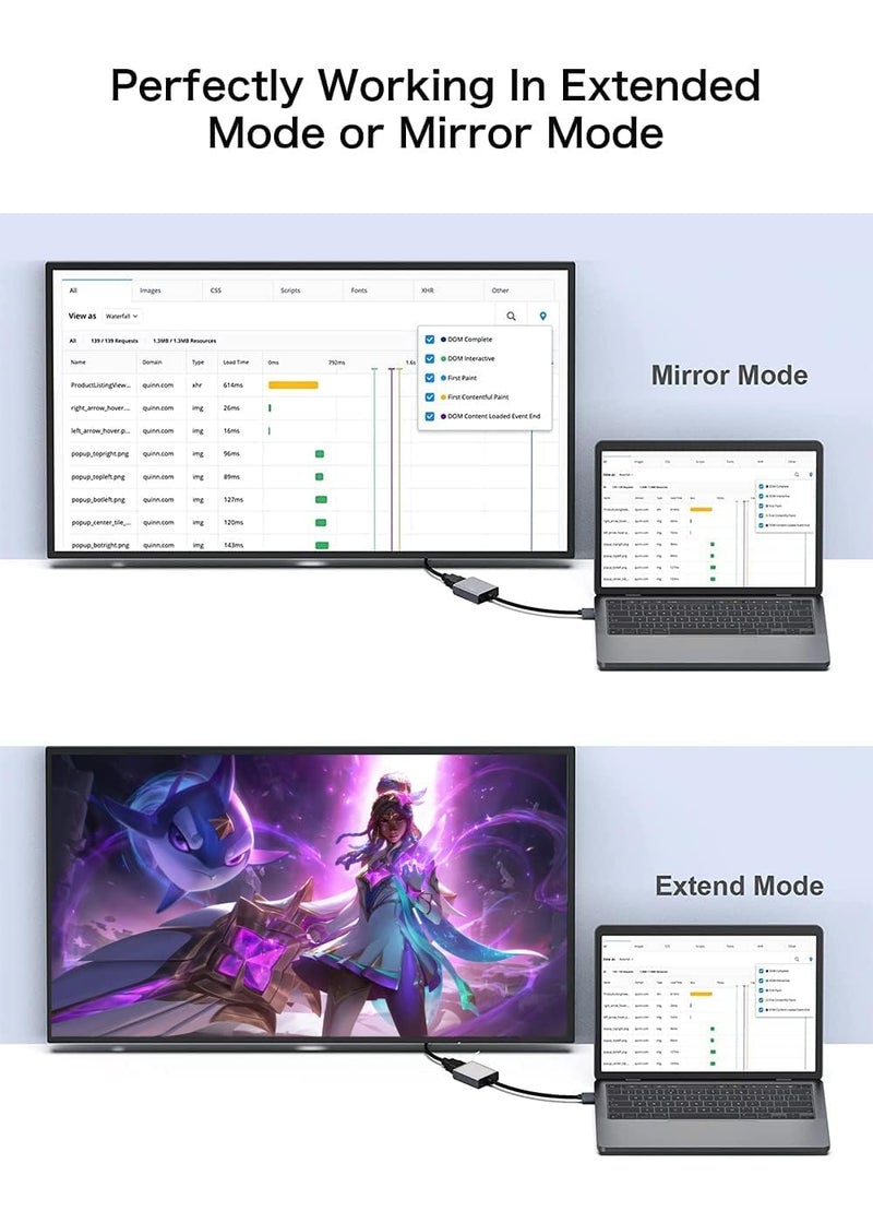 DooBuy USB to HDMI Adapter, USB 3.0/2.0 to HDMI for Multiple Monitors 1080P Compatible with Windows XP/7/8/10/11 (Grey) - Image 4