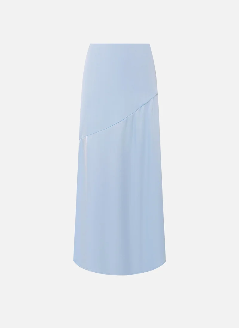 Lichi Satin maxi skirt with diagonal stitching