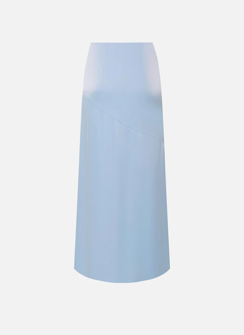 Lichi Satin maxi skirt with diagonal stitching