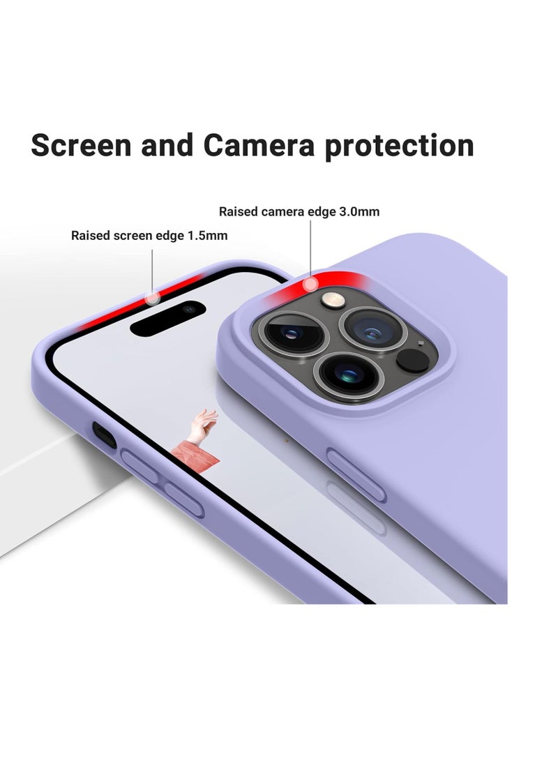 Compatible with iPhone 15 Plus/iPhone 14 Plus Case 6.7", Slim Liquid Silicone 3 Layers Soft Gel Rubber Cover Protective Phone Case with Anti-Scratch Microfiber Lining (Light Purple) - Image 2