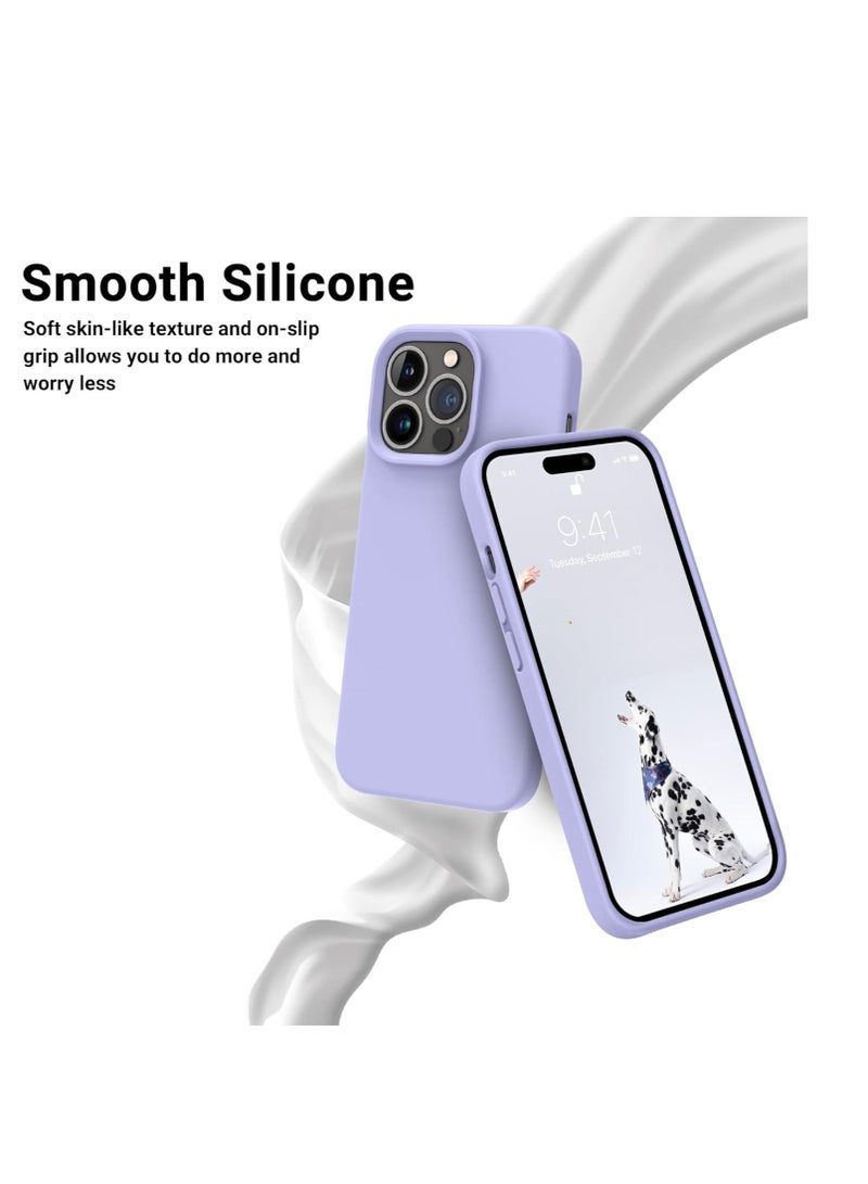 Compatible with iPhone 15 Plus/iPhone 14 Plus Case 6.7", Slim Liquid Silicone 3 Layers Soft Gel Rubber Cover Protective Phone Case with Anti-Scratch Microfiber Lining (Light Purple) - Image 3