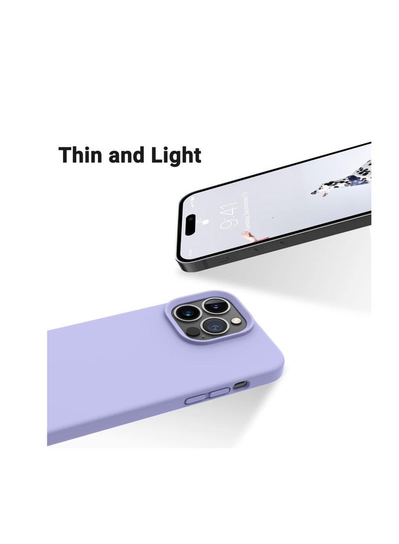 Compatible with iPhone 15 Plus/iPhone 14 Plus Case 6.7", Slim Liquid Silicone 3 Layers Soft Gel Rubber Cover Protective Phone Case with Anti-Scratch Microfiber Lining (Light Purple) - Image 4