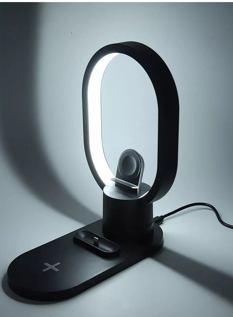 Multifunction 4 in 1 LED Fast Wireless Charger With Bedside Table Night Light With USB Port Support With Touch Control Table Lamp For Reading Bedroom Living Room And Offices