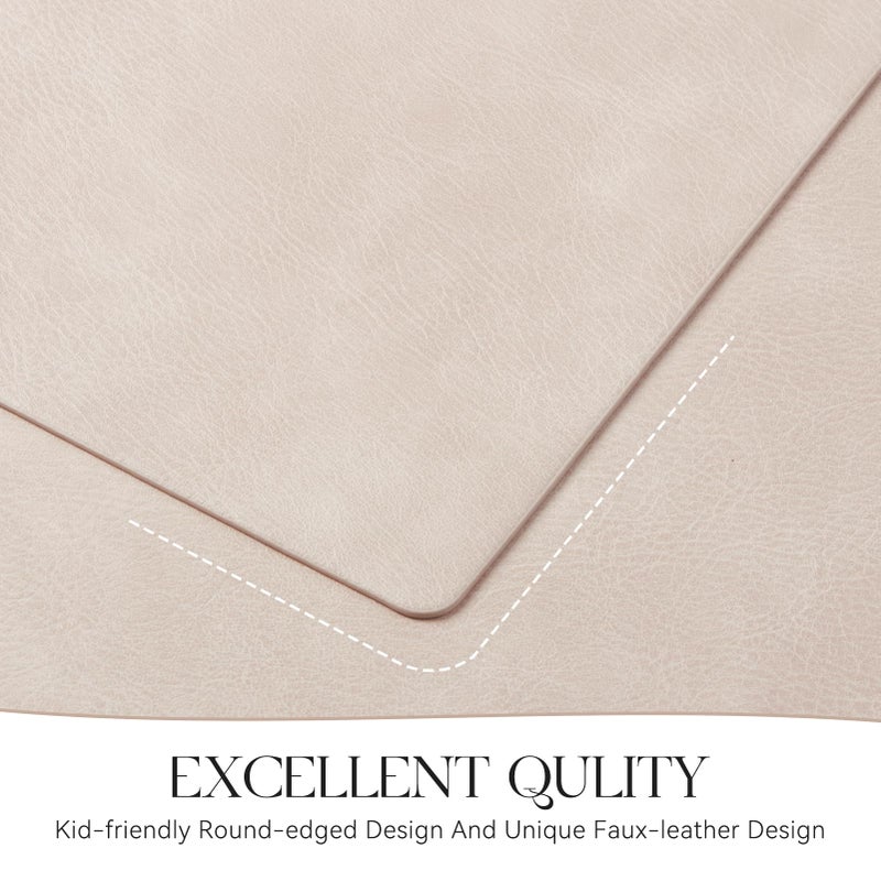 MOSAYT Vinyl Placemats Set of 6-12 X 17 Inch - Faux Leather 100% Waterproof Oil-Proof Wipeable PU Place Mats, Heat Resistant Reversible Table Mats for Kitchen, Dining, Outdoor (Beige) - Image 5